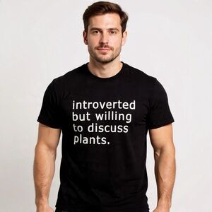 Hanes Funny Plant Lover Graphic Tee Introverted Quote Black Sz XL